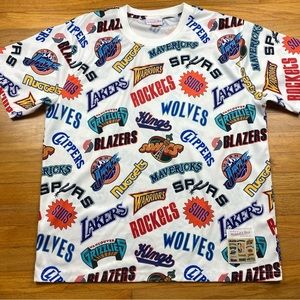 Mitchell & Ness XL Allover Western Shirt Sleeve Shirt Tee NBA  Lakers Warriors